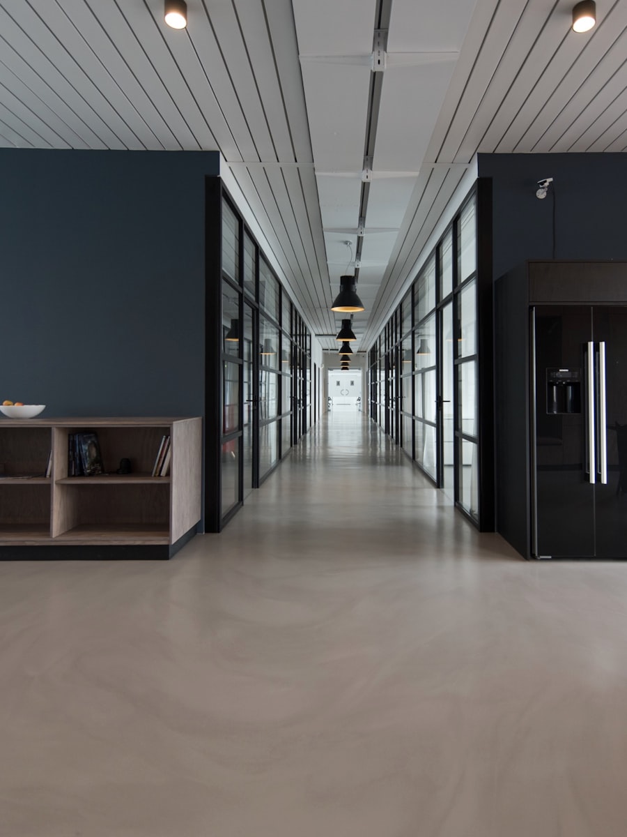 Modern commercial building interior corridor